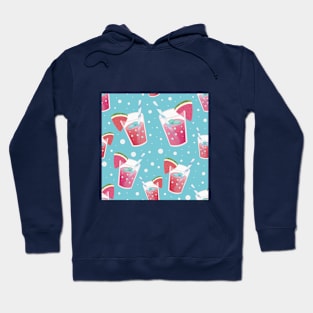 Watermelon Juice with a Blue bubble background Hoodie